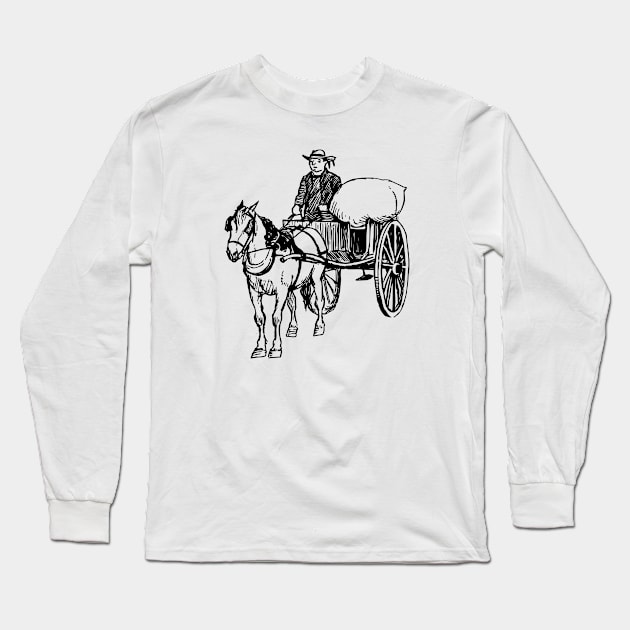 Horse and Carrier Long Sleeve T-Shirt by linesdesigns